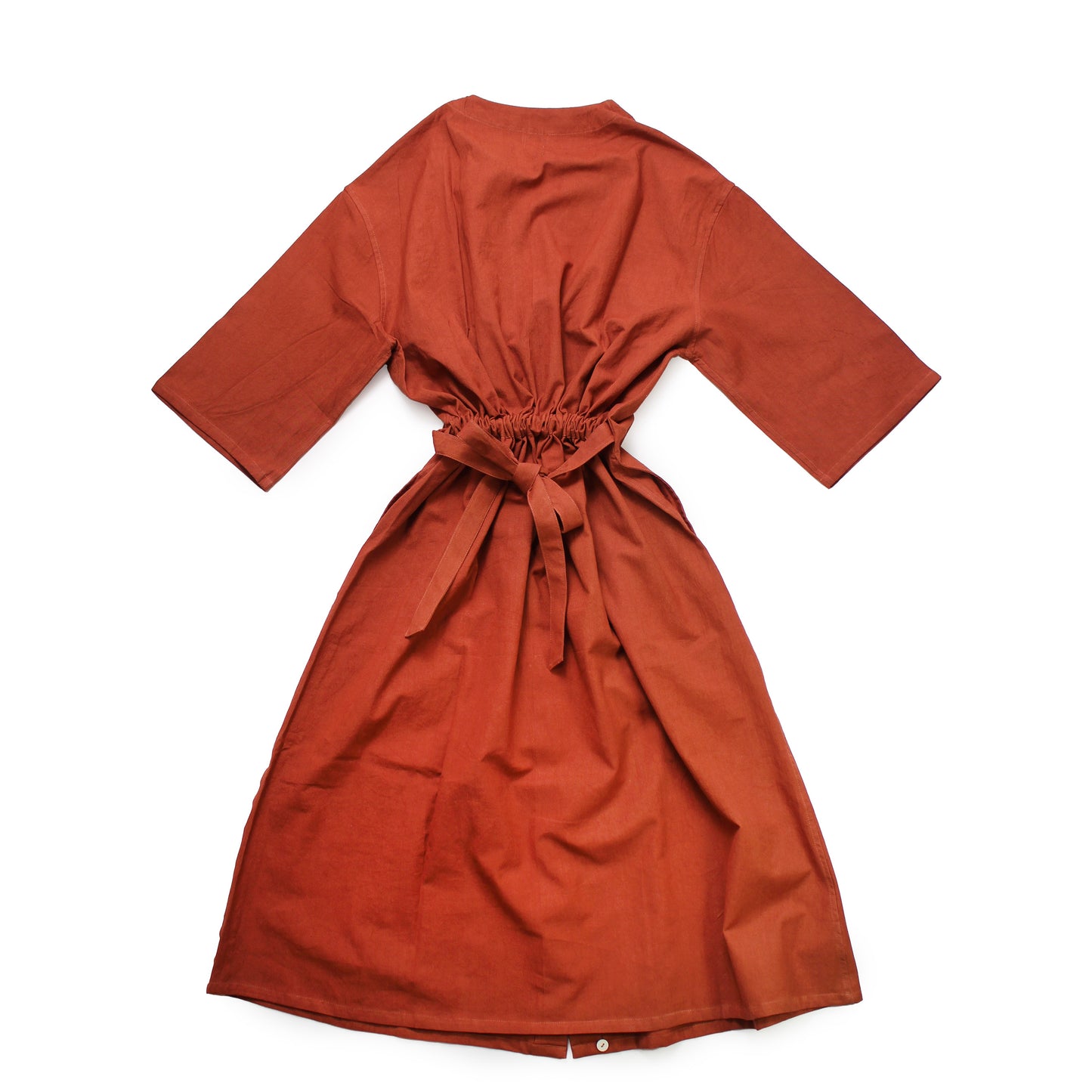 AJAY DRESS + Eco dye Cotton Button-up Dress + Brick Red