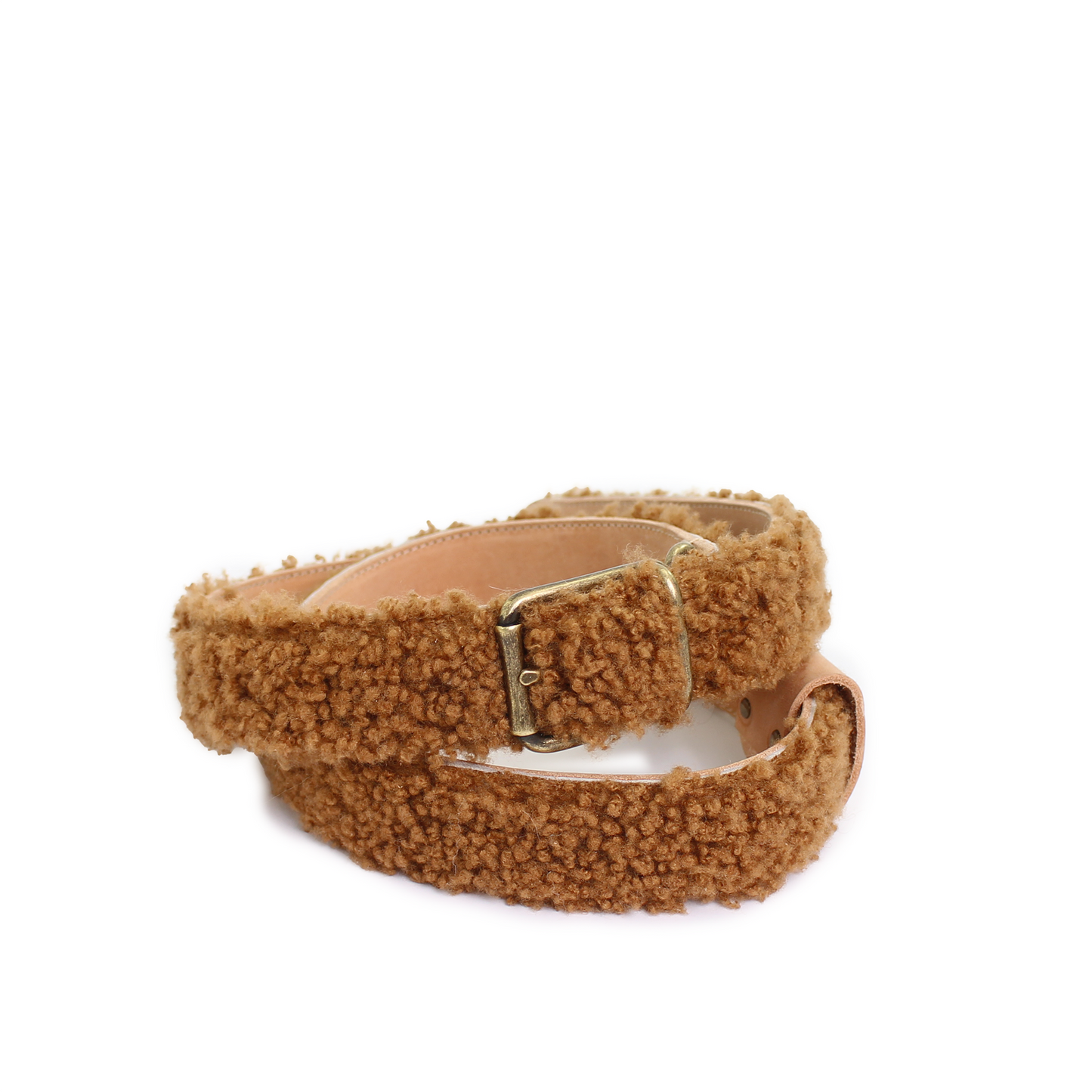 UNISEX SHEARLING BELT + Teddy Brown