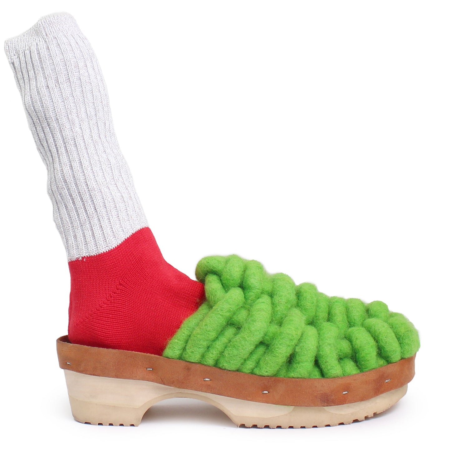 NET PANTO WOOL + Woven Wool Clogs + Lime Green