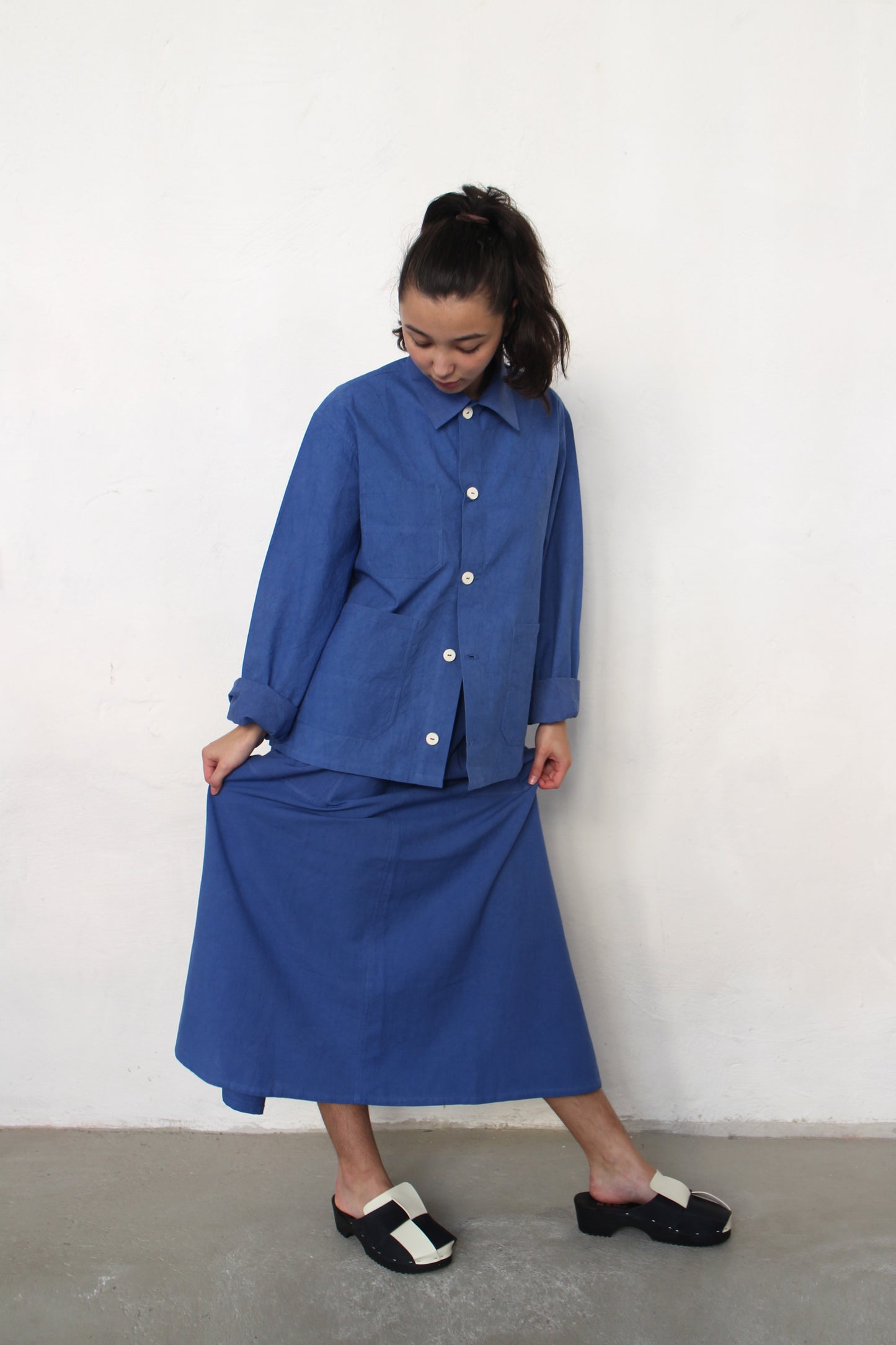 AJAY SKIRT + Eco dye Cotton Skirts + Dusty Blue