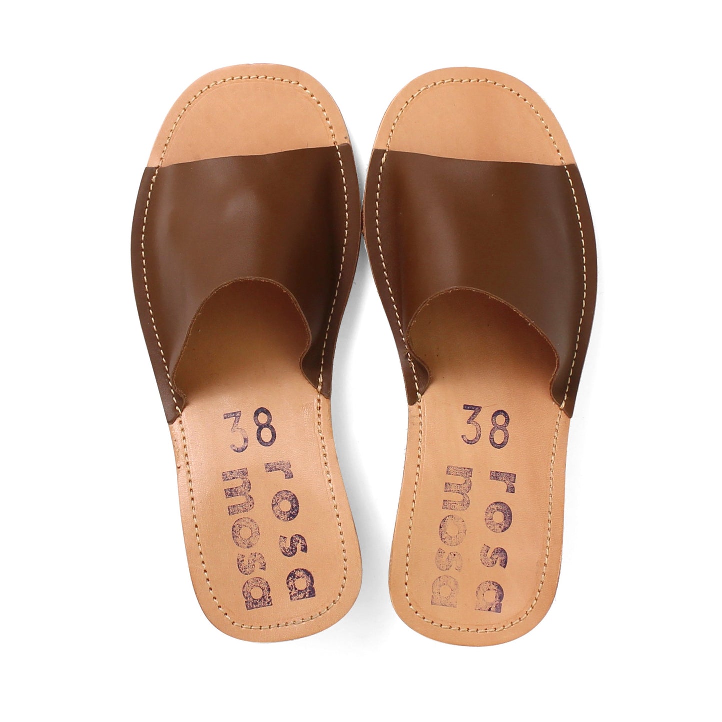 rosamosa brown leather slipper cork heel