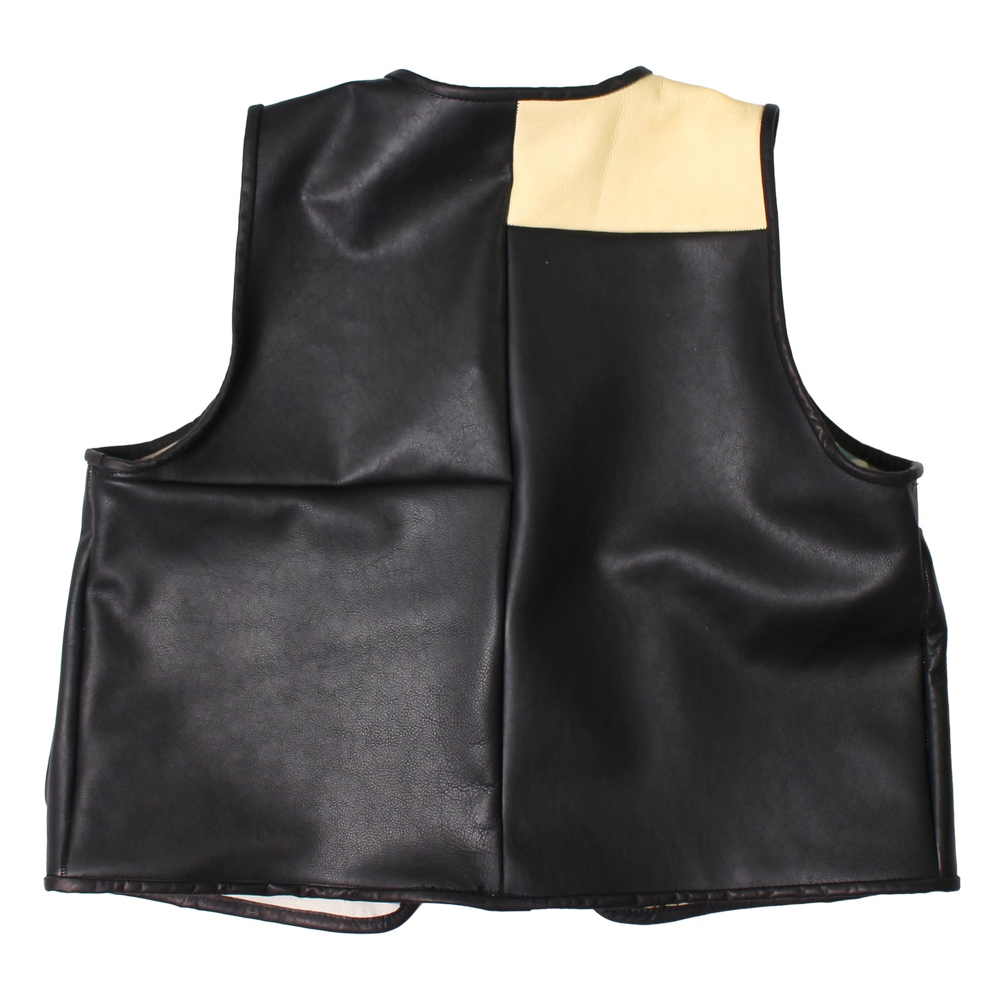 BIG BUTTON LEATHER VEST + Cotton Balls / LEATHER + Black Deer