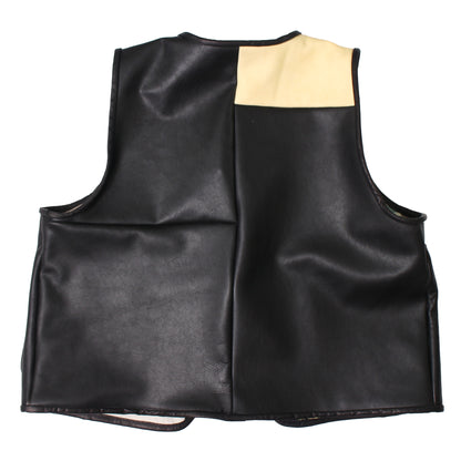 BIG BUTTON LEATHER VEST + Cotton Balls / LEATHER + Black Deer