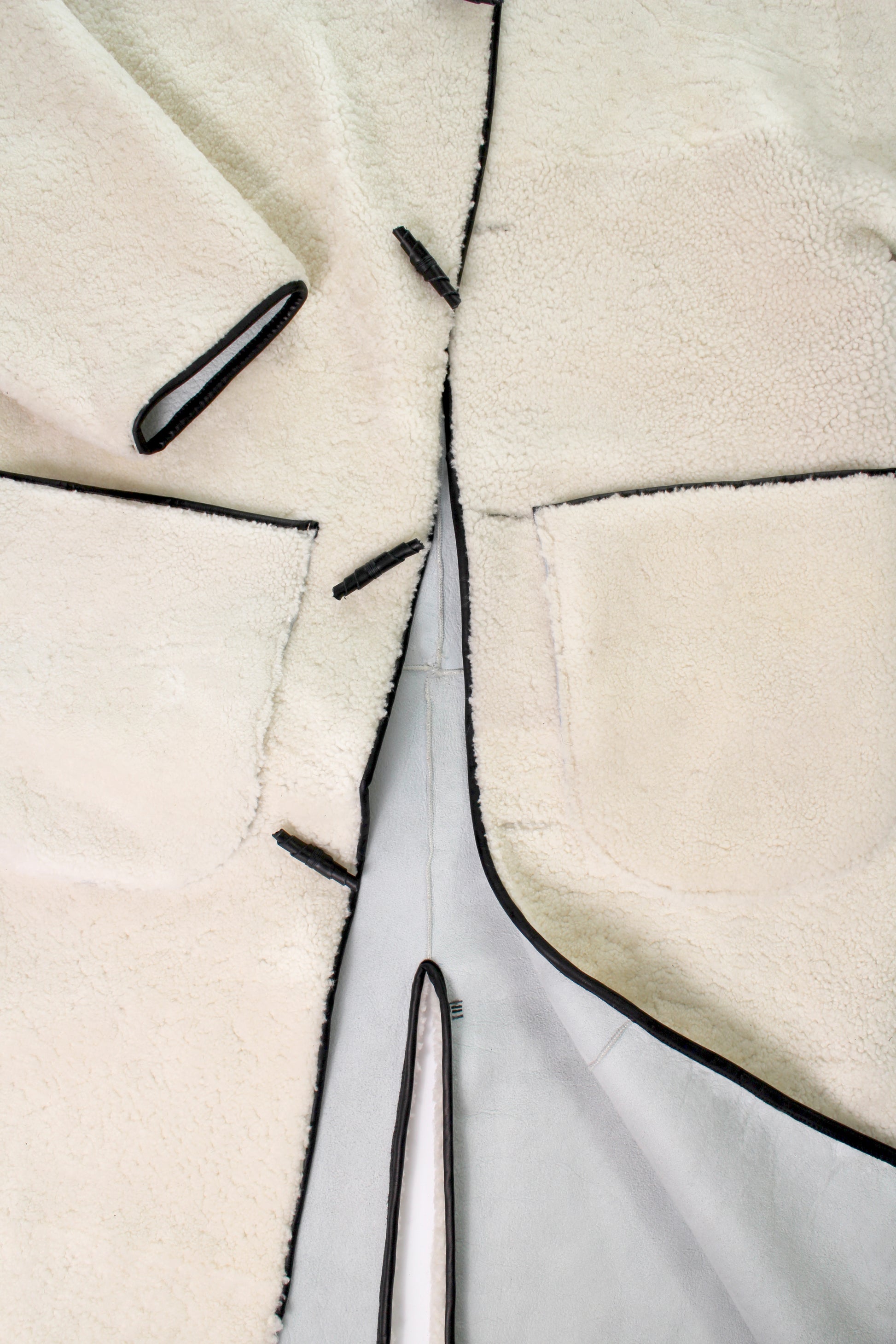 Rosa Mosa Icelandic shearling long coat natural sky blue handmade 