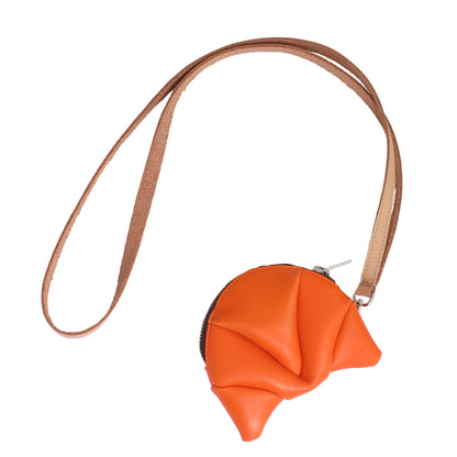 CROISSANT Leather Coincase Wallet + Deep Orange