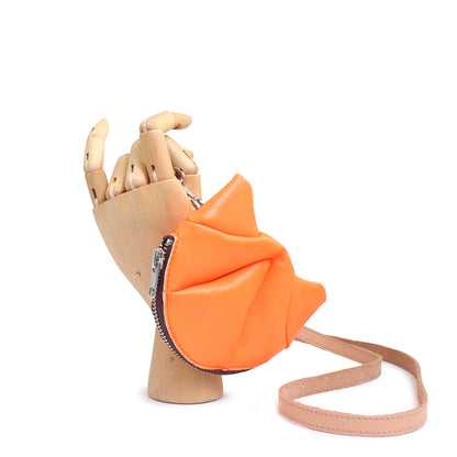 CROISSANT Leather Coincase Wallet + Neon Orange