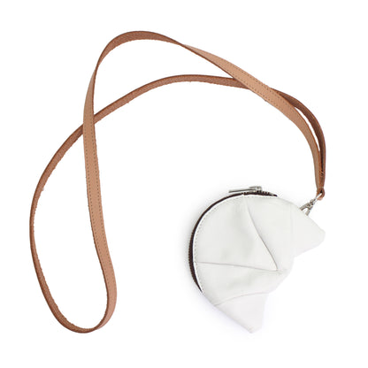 rosamosa croissant coincase white leather  cammello strap