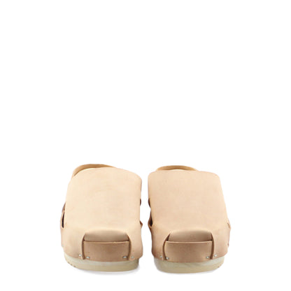 rosamosa donau cammello leather natural wooden clog