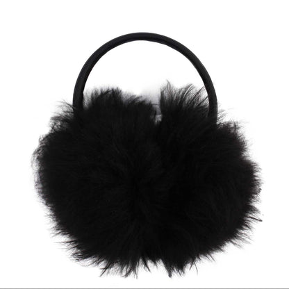EAR WARMERS L + Shearling leather earmuffs + Black