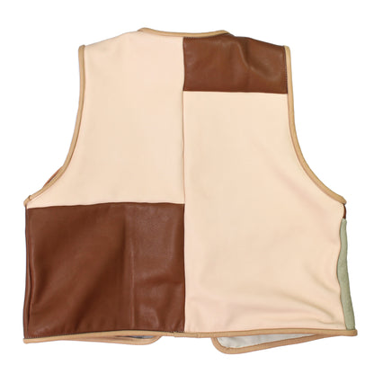 Gilet Vest PATCHWORK LEATHER + Reversible Leather Vest + Powder Brown