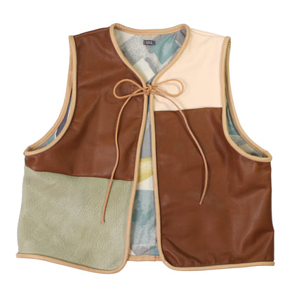 Gilet Vest PATCHWORK LEATHER + Reversible Leather Vest + Powder Brown