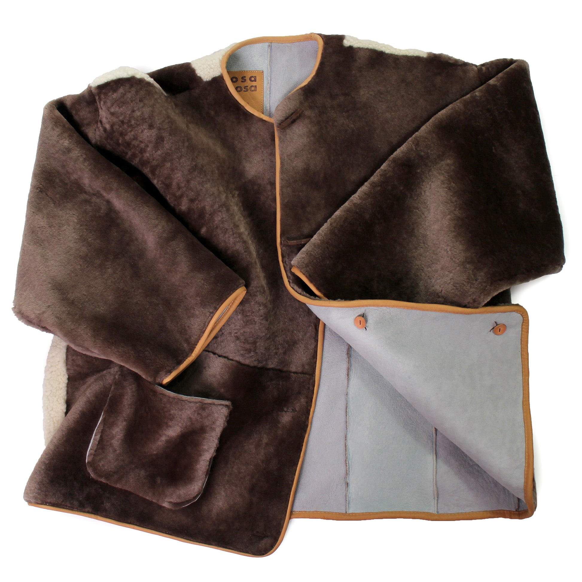 Rosa Mosa Icelandic Brown Natural stripe back shearling Jacket adult man woman