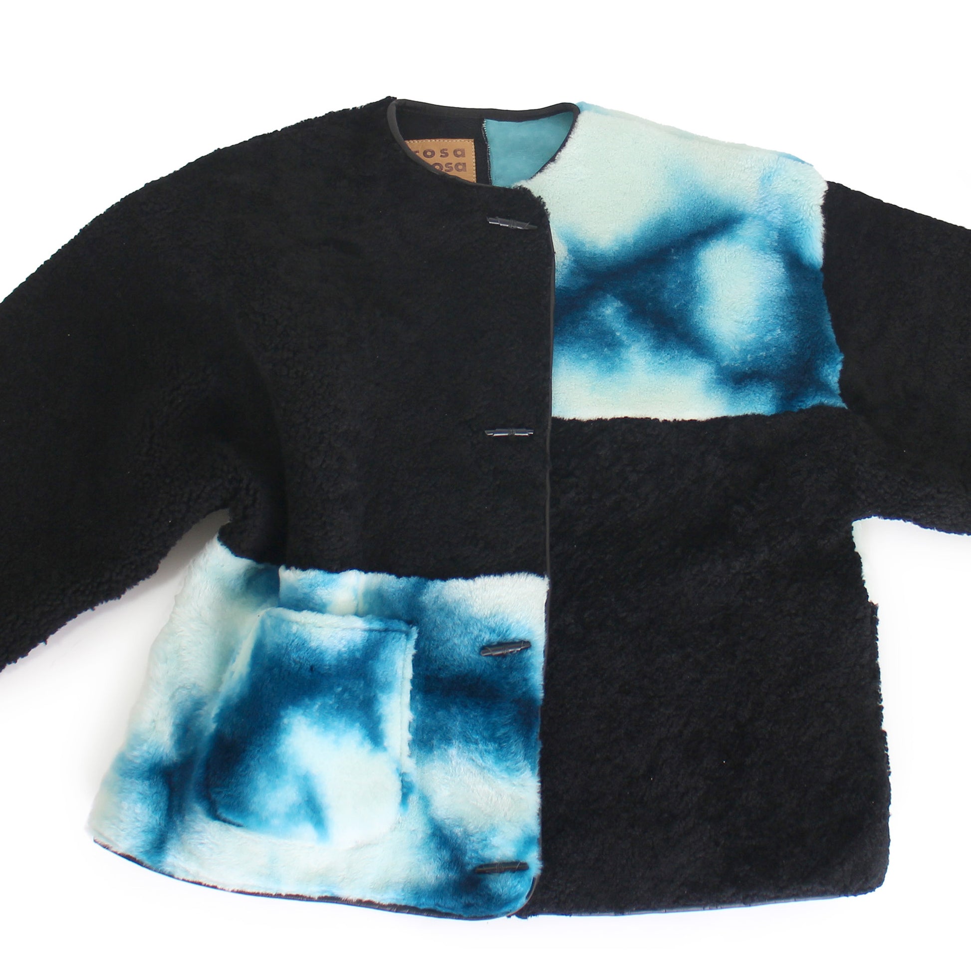 Rosa Mosa Icelandic Black blue dye shearling Jacket adult man woman