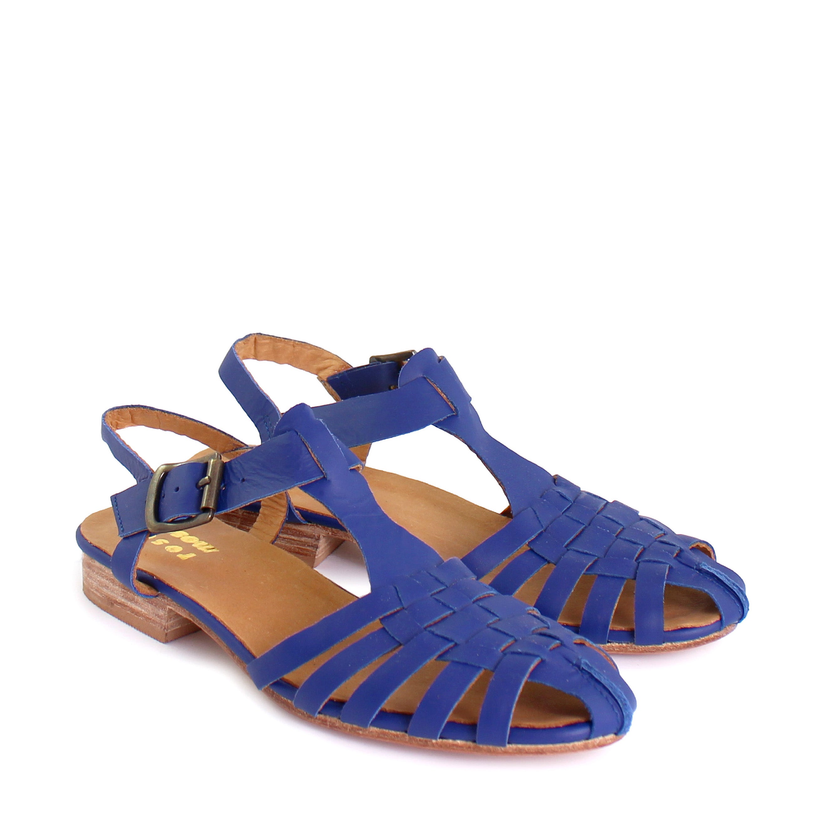 rosamosa weaved blue leather strap sandal 