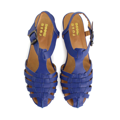 rosamosa weaved blue leather strap sandal 