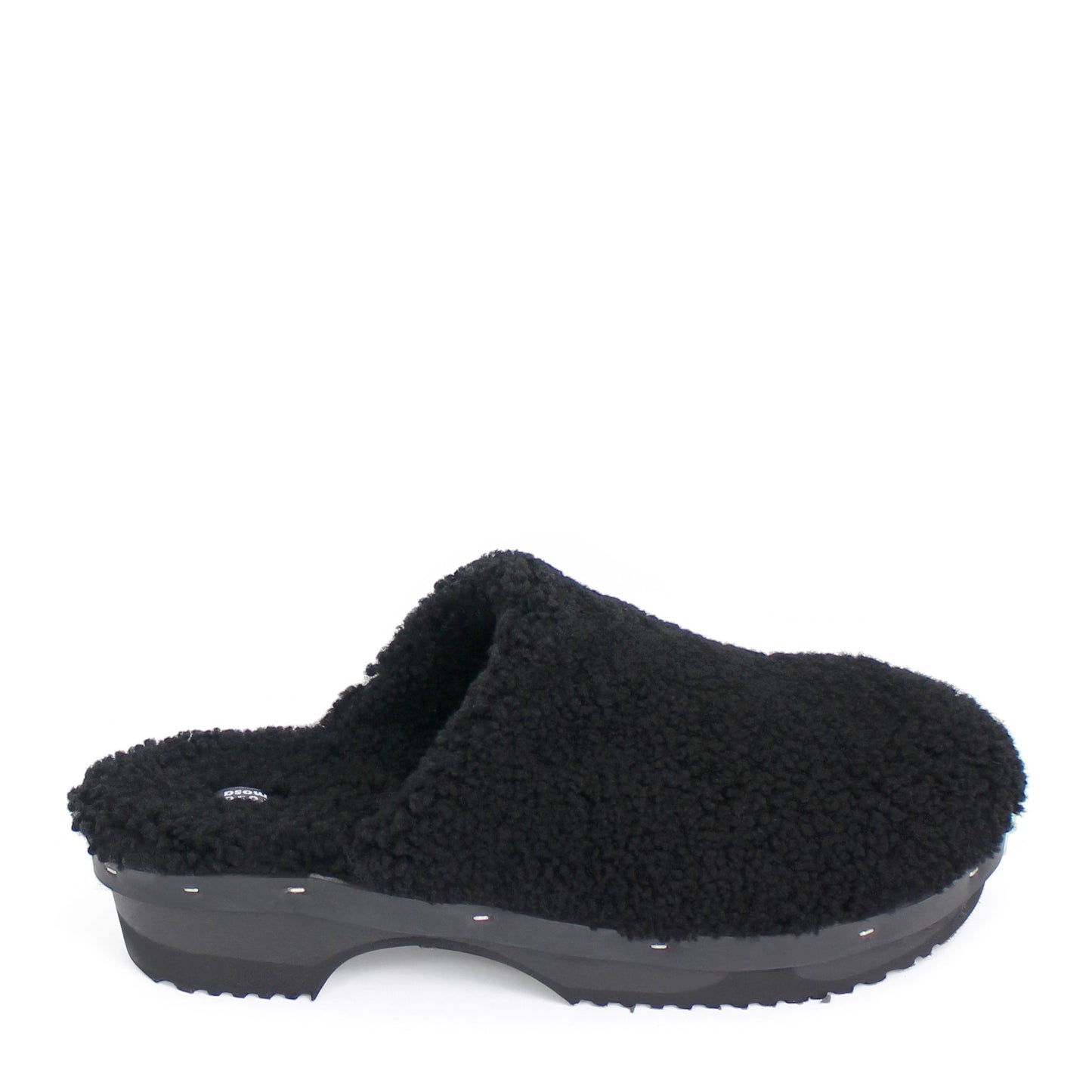 PANTO FULLY + Shearling Dark Clog Shoes + All Black