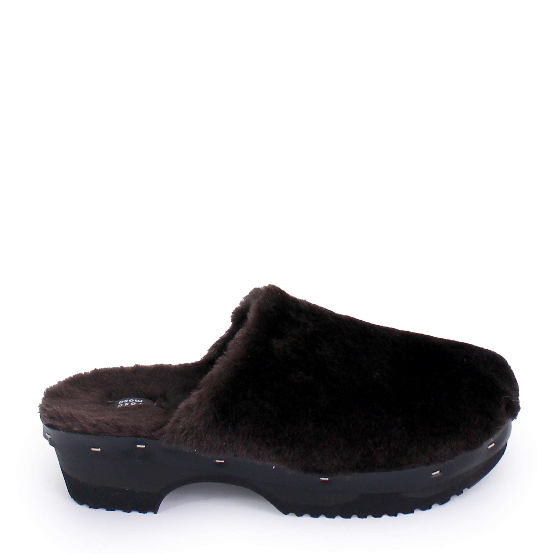 Rosa Mosa pantoffle dark brown shearling dark wooden clog adult shoe man woman