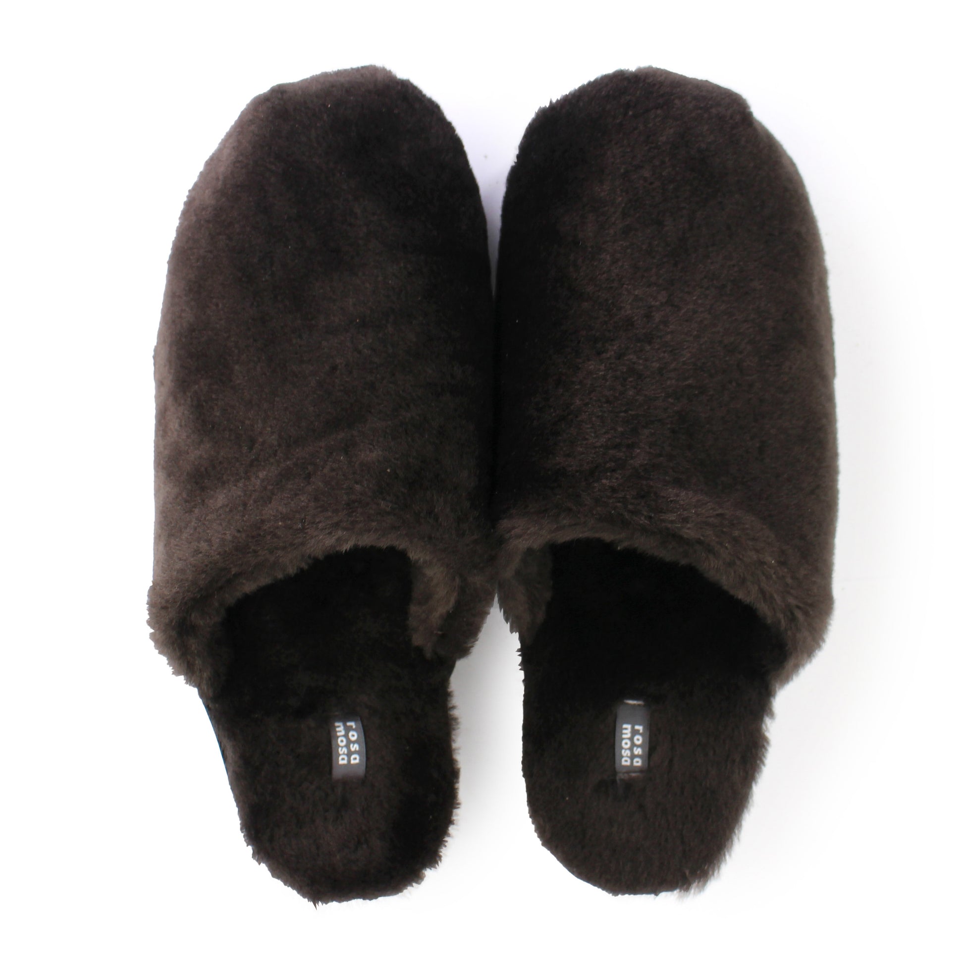 Rosa Mosa pantoffle dark brown shearling dark wooden clog adult shoe man woman