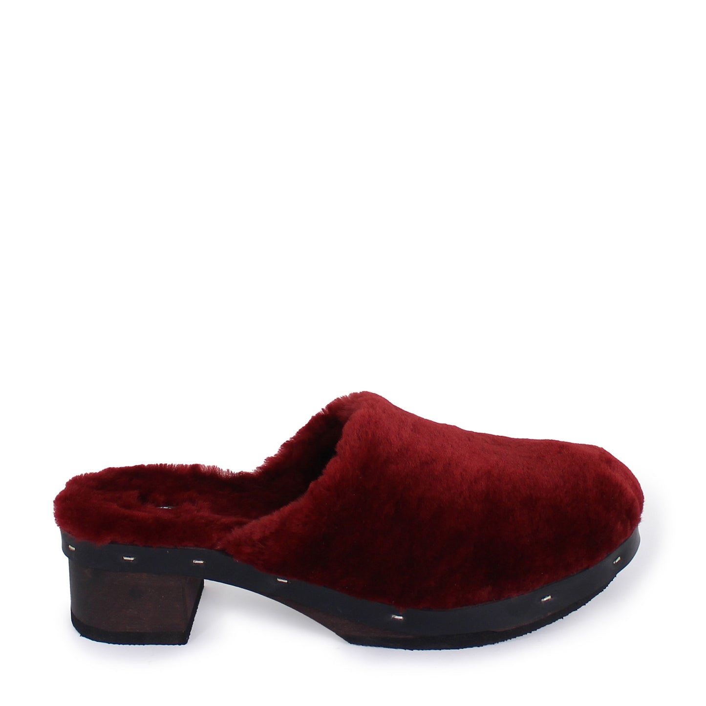 ROCCO FULLY + Shearling Dark Clogs + Mogano Red