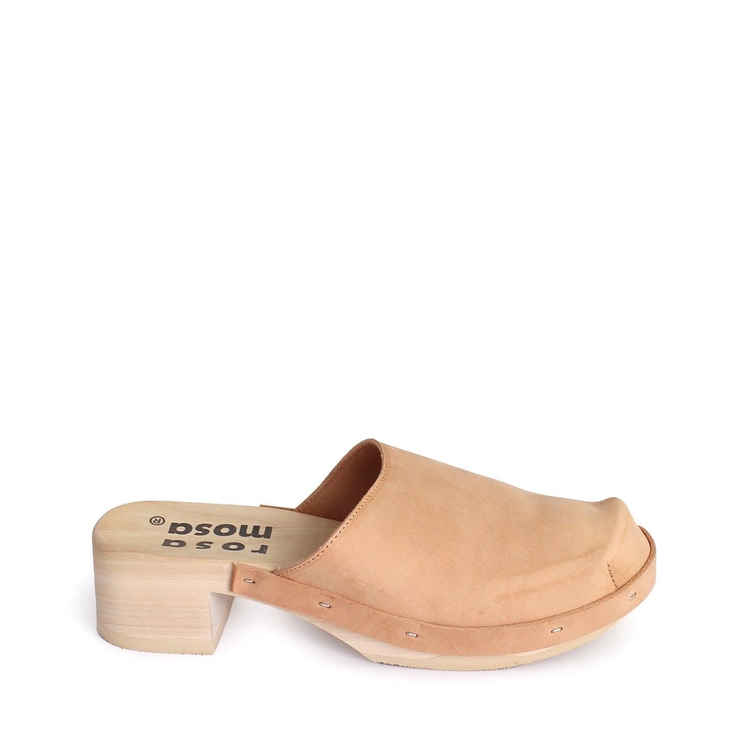 rosamosa rocco cammello leather natural wooden clog