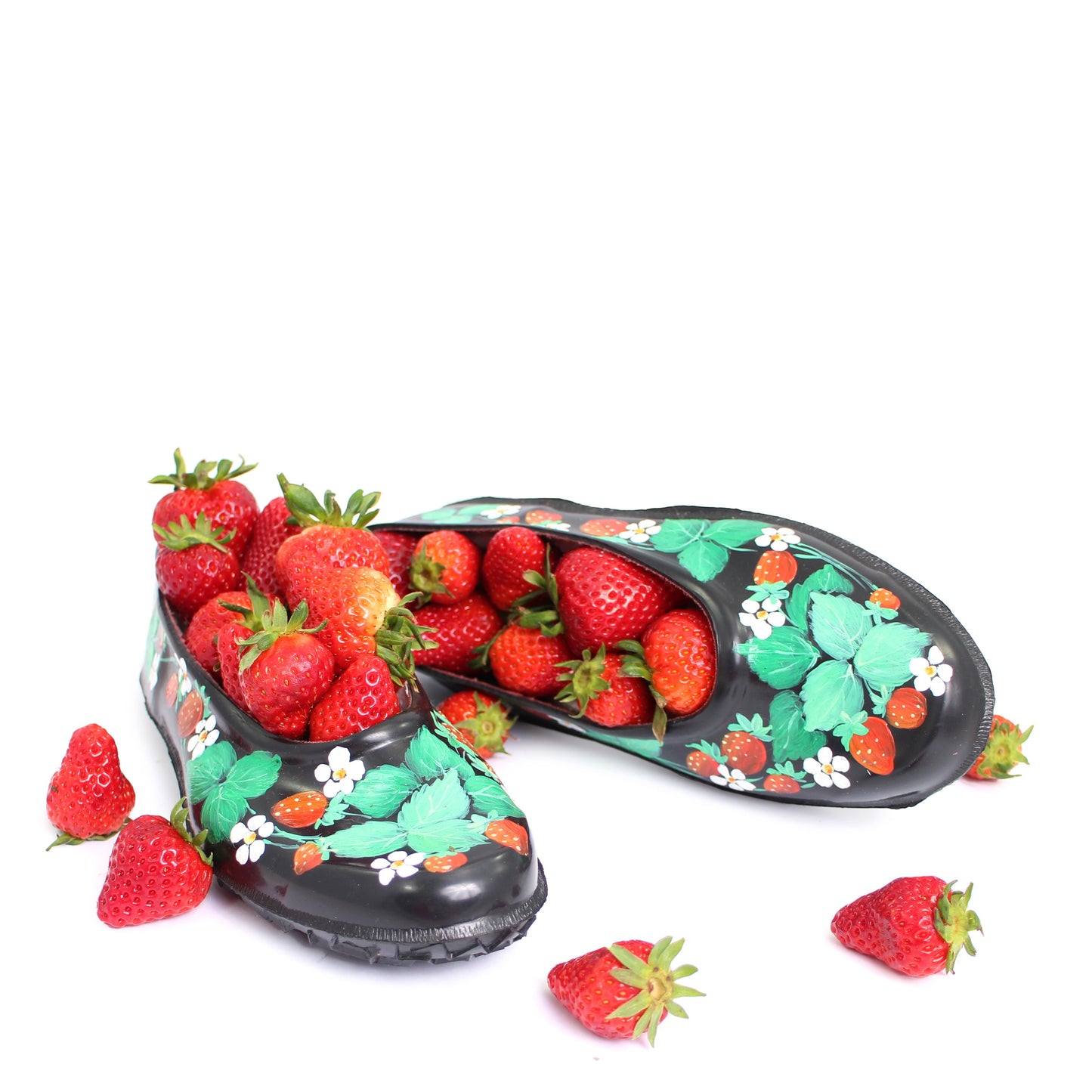 rosa mosa rubber slippers strawberry hand paint 