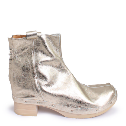 ROSIE Metallic + Leather Clog boots + Champagne