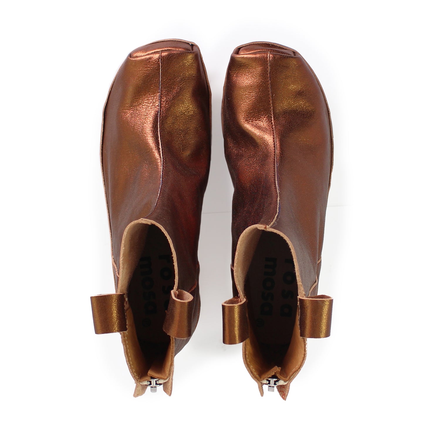Rosa Mosa bronze metallic leather ankle boot natural wooden clog boot adult woman man