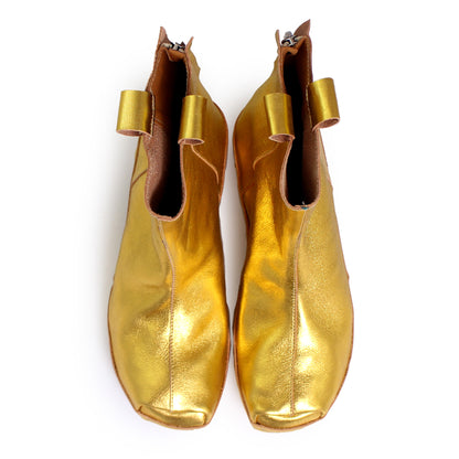Rosa Mosa gold metallic leather ankle boot natural wooden clog boot adult woman man