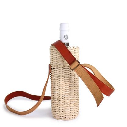 rosamosa cornleaf handwoven fieno leather bottle bag