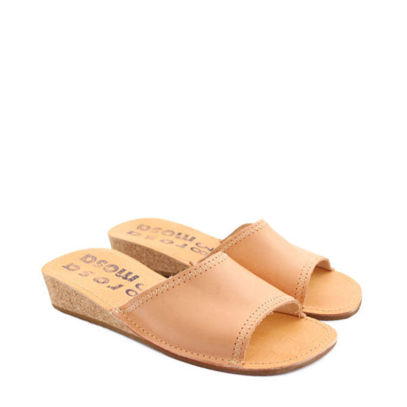 ZIC-ZAC SLIDES + Leather Slides + Natural