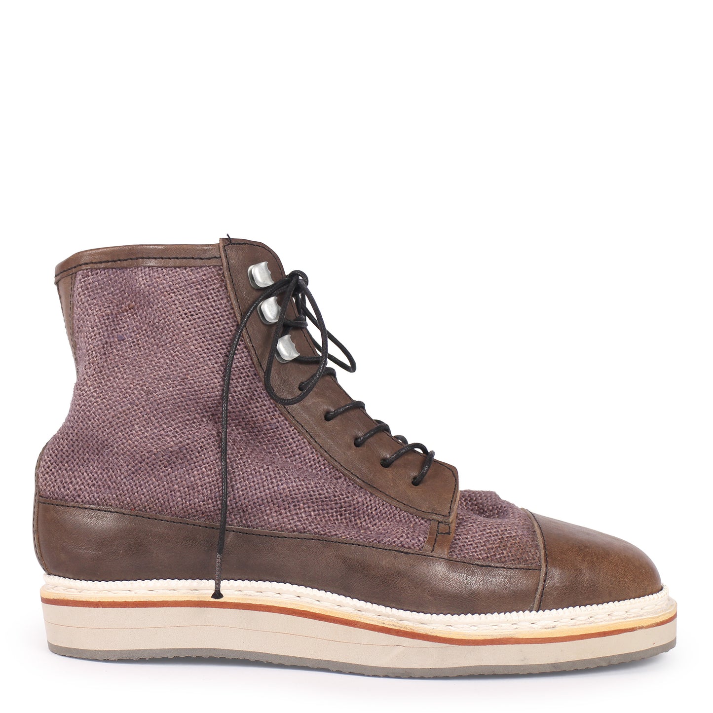 ATLAS HIGH + Leather Jute Sneakers + Purple