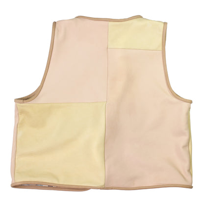 BIG BUTTON LEATHER VEST + Cotton Balls / LEATHER + Powder Deer