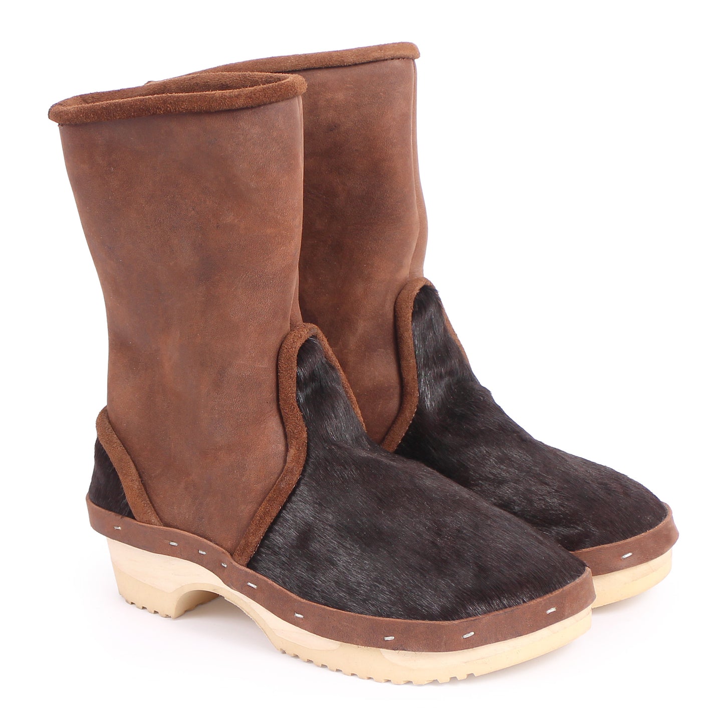 BON BOOT Mucca + Leather Clog Boots + Brown