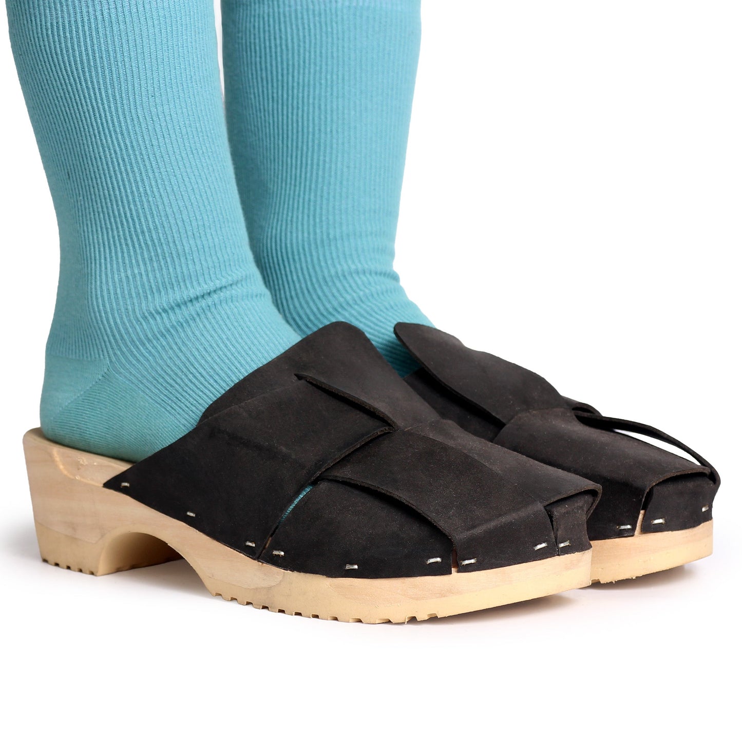 CHESS UNICOLOR + Leather Clogs + Black