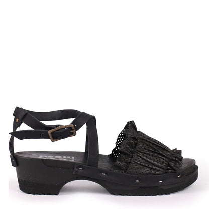CHLOE X STRAP + Leather Dark Clog Sandals + All Black