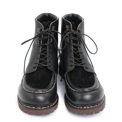 Davos Boots + welted leather Derbies + Black natural cow