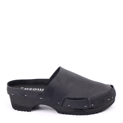 DONAU + Leather Clogs + All Black