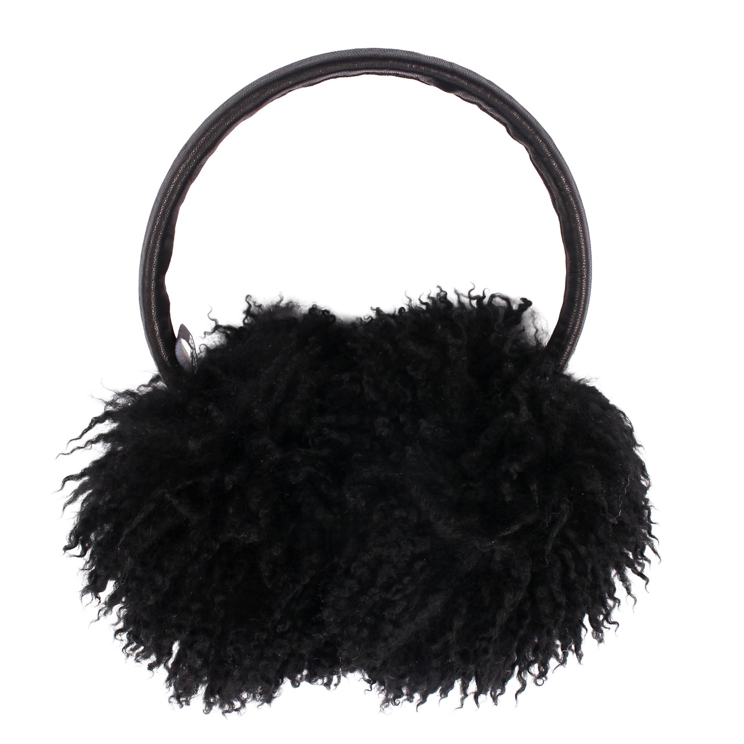 EAR WARMERS L + Shearling leather earmuffs + Black Curly