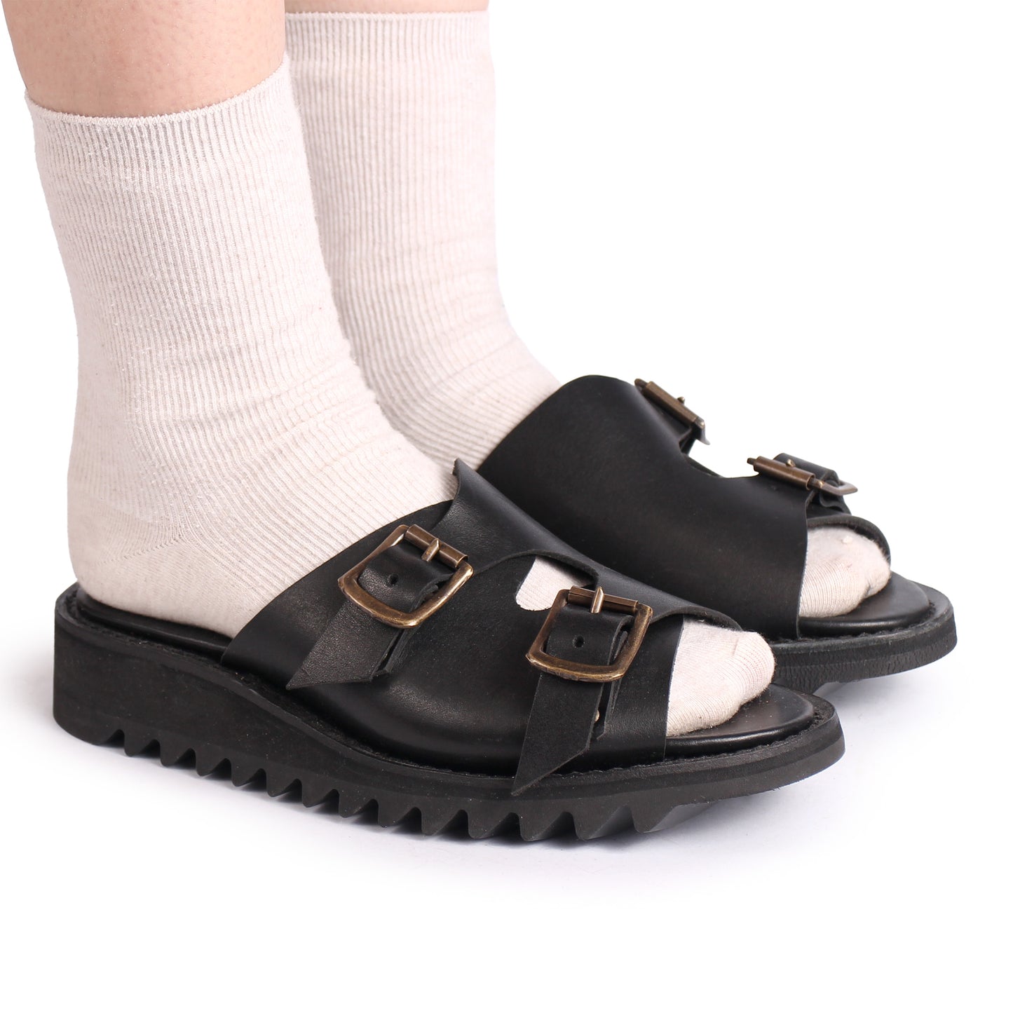 FIBA + Leather Goodyear Welted Sandals + Black