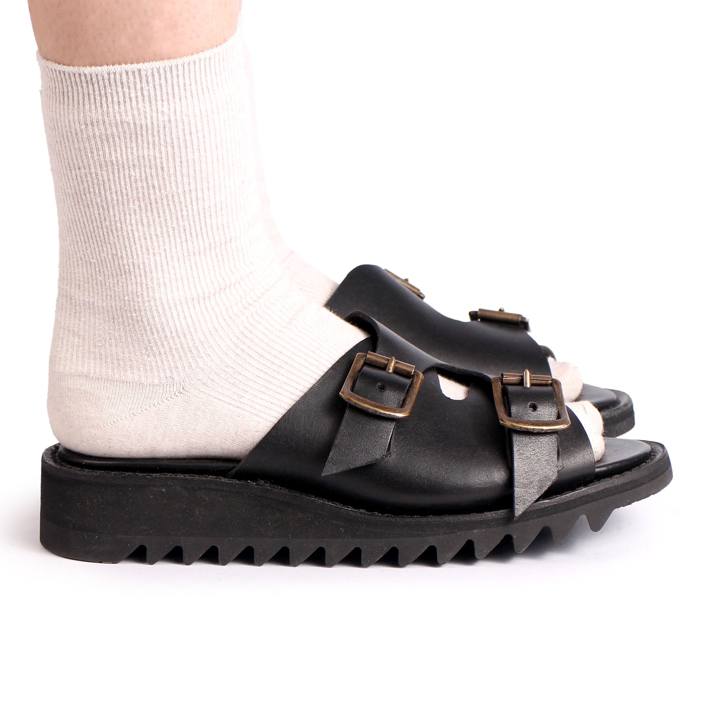 FIBA + Leather Goodyear Welted Sandals + Black