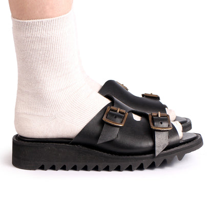 FIBA + Leather Goodyear Welted Sandals + Black