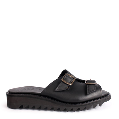 FIBA + Leather Goodyear Welted Sandals + Black