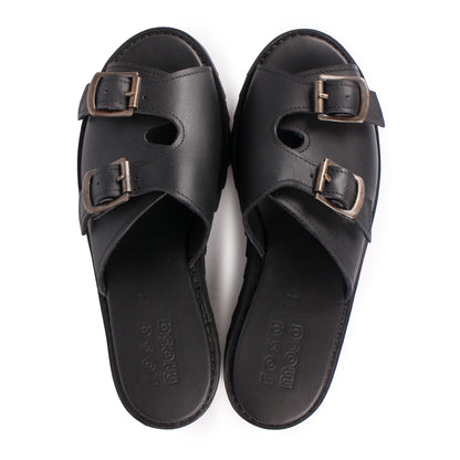 FIBA + Leather Goodyear Welted Sandals + Black