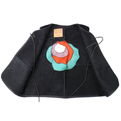 Gilet Vest PATCHWORK ROSE + Reversible Shearling Vest + Black