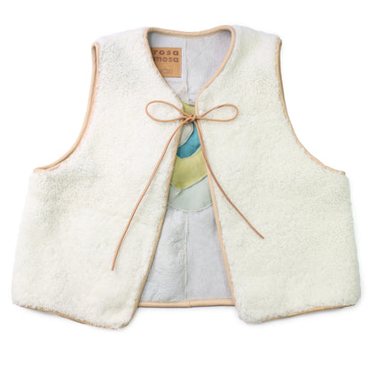 Gilet Vest PATCHWORK ROSE + Reversible Shearling Vest + Off White