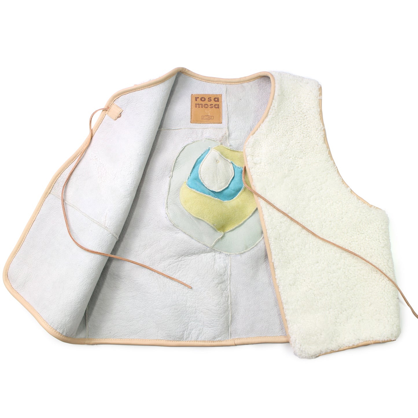 Gilet Vest PATCHWORK ROSE + Reversible Shearling Vest + Off White