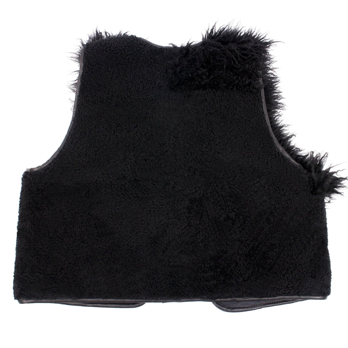 Gilet Vest PATCHWORK + Reversible Shearling Vest + Curly Long Black