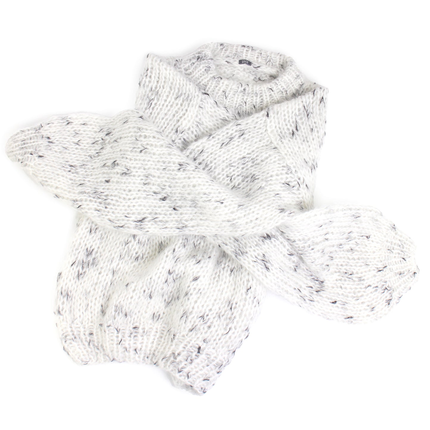 Unisex Hand Knit Mohair Pullover + White Black Dot