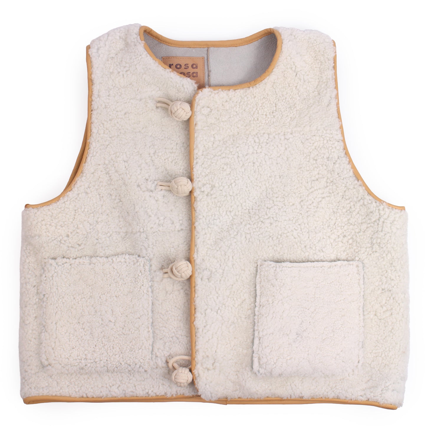KNOT BUTTON VEST + Cotton Balls / Shearling + Natural
