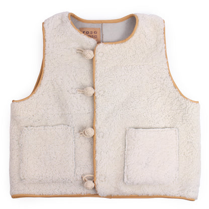 KNOT BUTTON VEST + Cotton Balls / Shearling + Natural